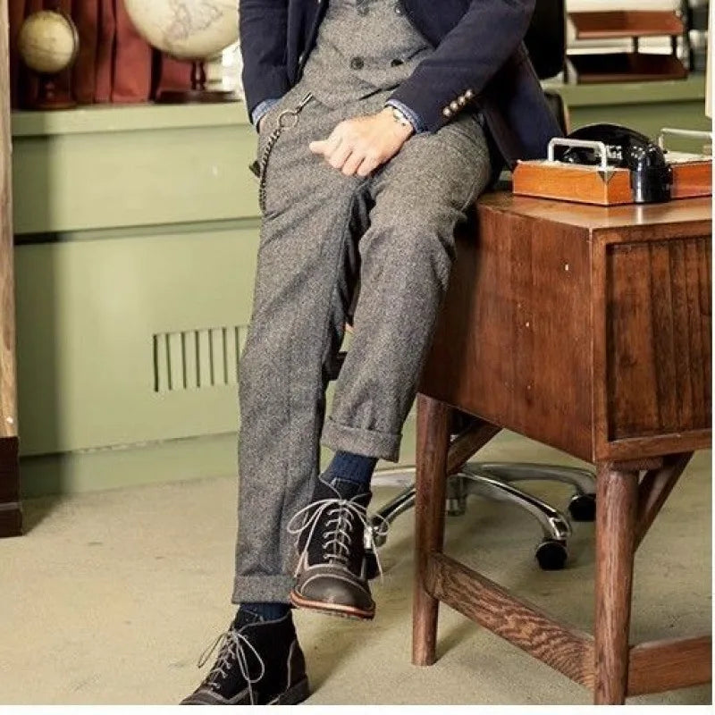 Pantalon de costume en laine style rétro