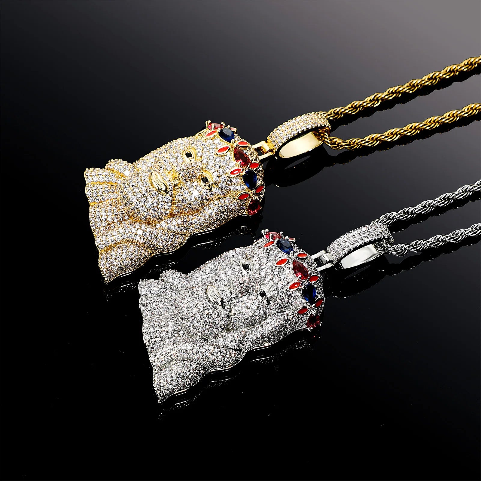 TOPGRILLZ Hip Hop Jesus Pendant Necklace High Quality Copper Gold Plated Iced Out Micro Pave Cubic Zirconia Punk Style Jewelry