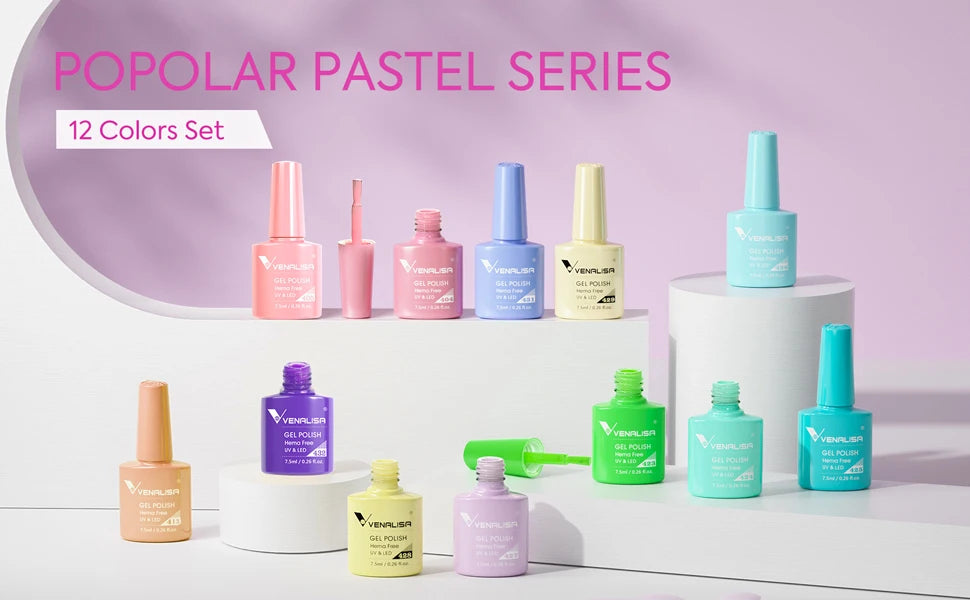 12pcs/kit Venalisa Vernis à ongles gel pigmentée Terre brune