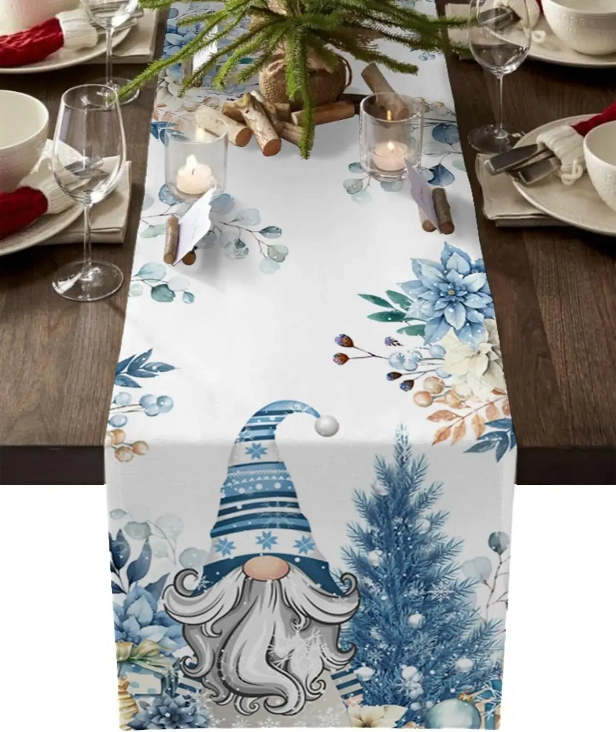 Santa Claus Table Runner Living Room and Bedroom Backdrop Decoration Fabric, Christmas Home Soft Decoration