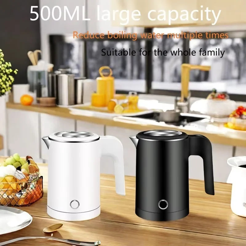 Portable Electric Kettle 600W 500ML Stainless Steel Water Boiling Pot for Home Office Travel Electric Kettle Kitchen Appliance