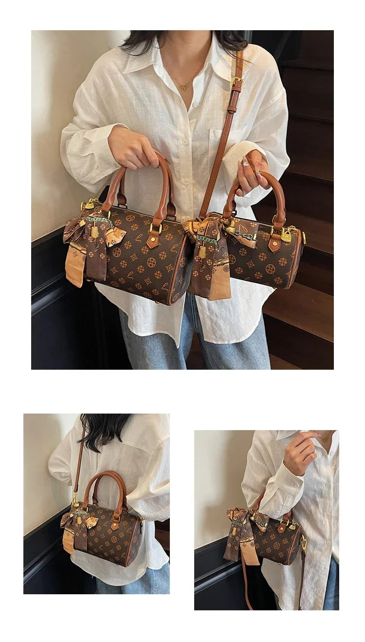 Stylish Simple Solid Color Crossbody Bag For Women With High-End Leather Design Trendy Letter Logo And Spacious Commuter