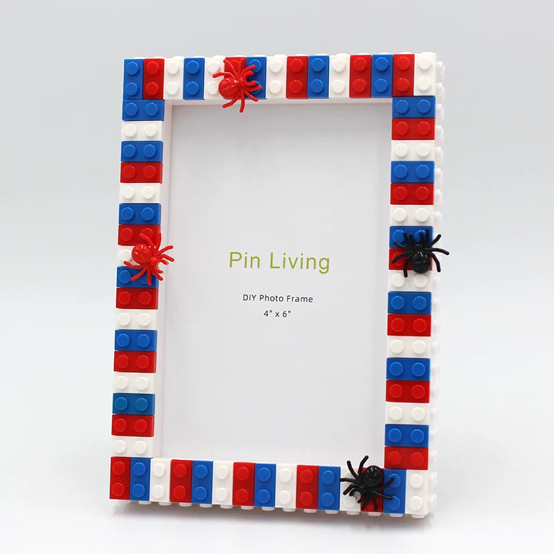 Pinliving DIY Spider Color Building Blocks Photo Frame ,Handmade Creative Activity Gift,Picture Frame For Home Decoration