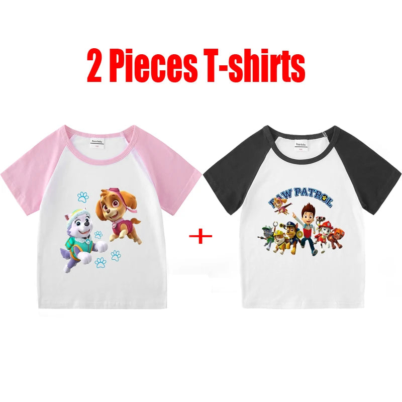 Children's PAW Patrol T-Shirt Kids Clothes Boys Girls Summer Cartoon Tops Short Sleeve Clothes 100% Cotton Baby Clothing