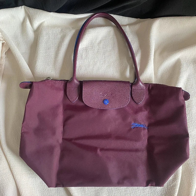 1 Women foldable hobos nylon Handbag Bags Classics Lady Tote Bag embroidered Shoulder Bags short and longchamp handles bags