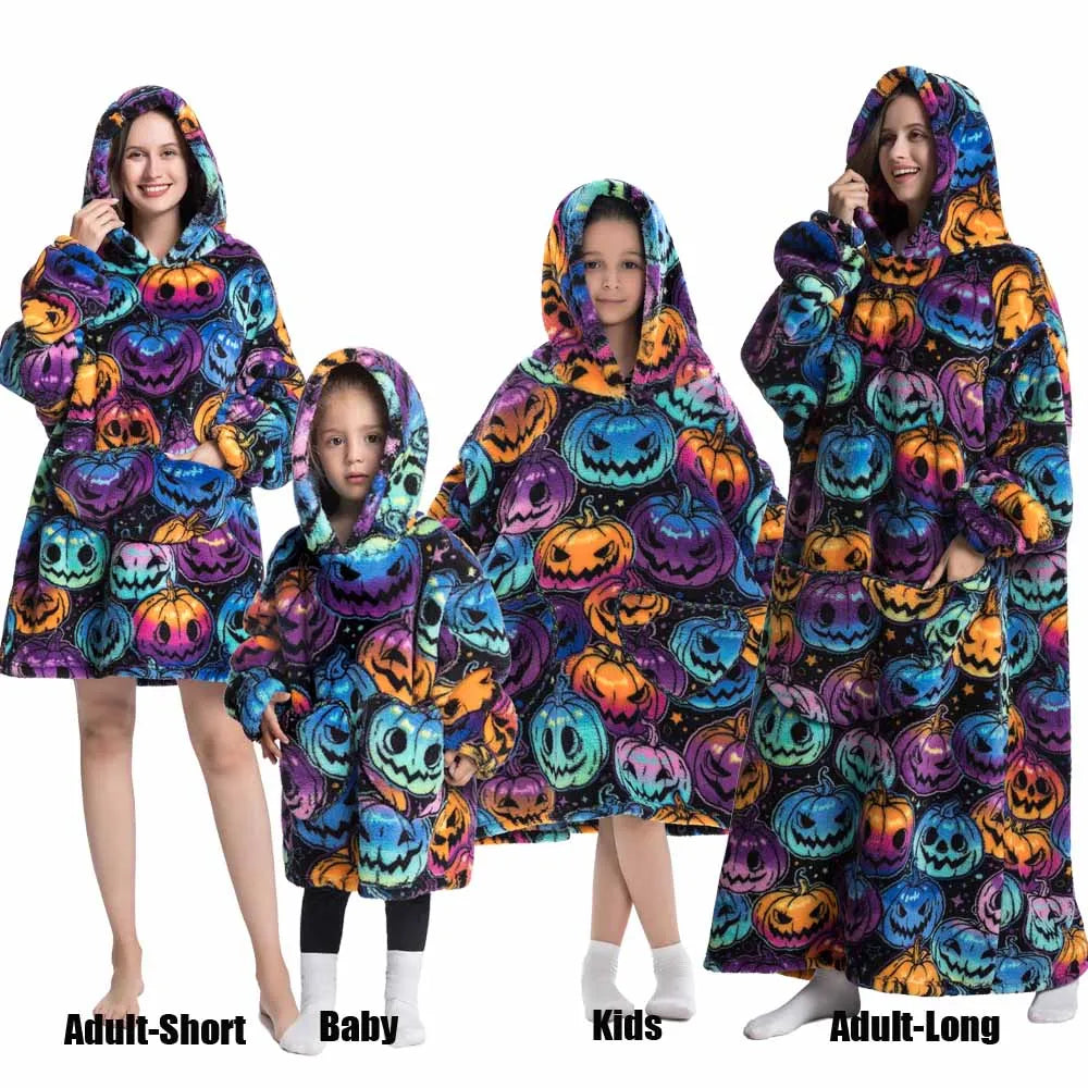 Oversize Winter Sherpa Blanket Plush Polar Fleece Family Matching Hoodie Girls Sweatshirt Homewear Halloween Women Kids Clothes