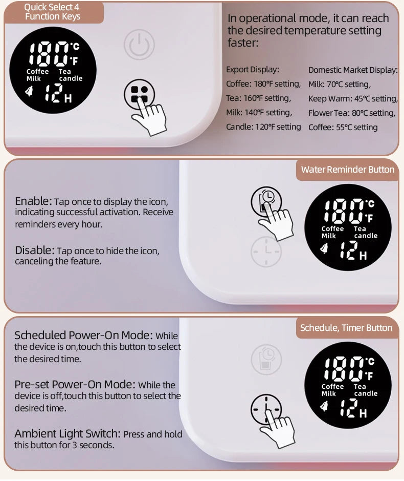 36W Coffee Mug Warmer Cup Heater Heating Pad Electric Hot Plate 9 Gear Temperature Warmer Coaster For Milk Tea Water 220V