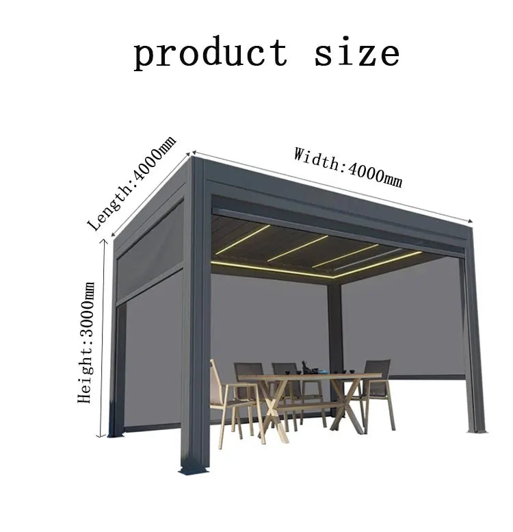 فتح آلي مقاوم للماء وأجنحة مقاومة للفتحات ومحرك كهربائي من الألومنيوم وشرفة خارجية ومظلة حديقة وشرفة خارجية