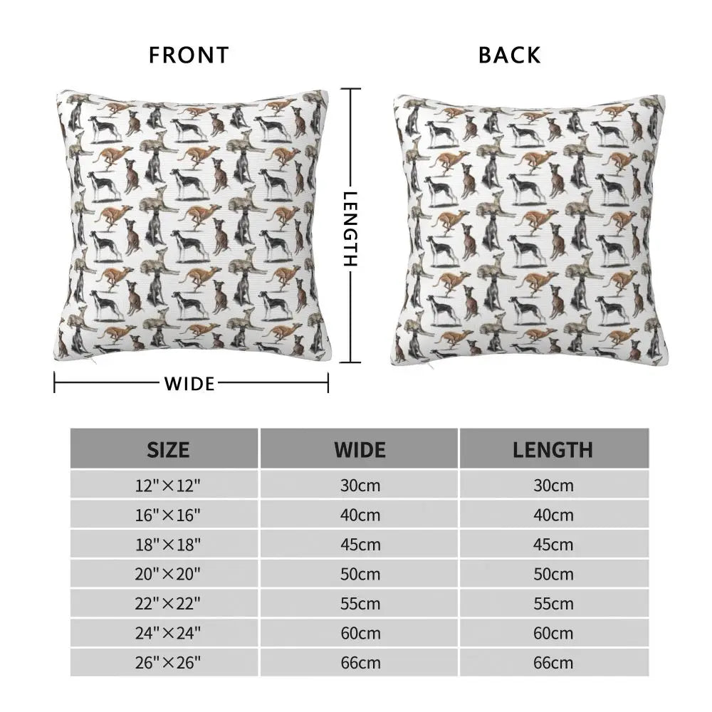 Custom Cute Whippet Greyhound Pillow Case Decor Home Hound Dog Luxury Cushion Cover Car Pillowcase