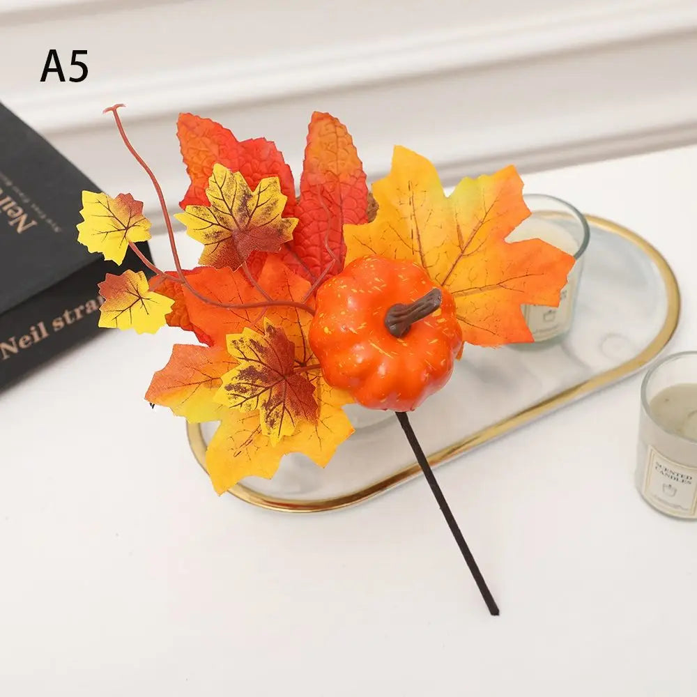 زينة خريفية مصنوعة من أغصان التوت اليقطيني من أوراق القيقب الاصطناعية، زينة الهالوين للمنزل وعيد الشكر، أشغال يدوية منزلية