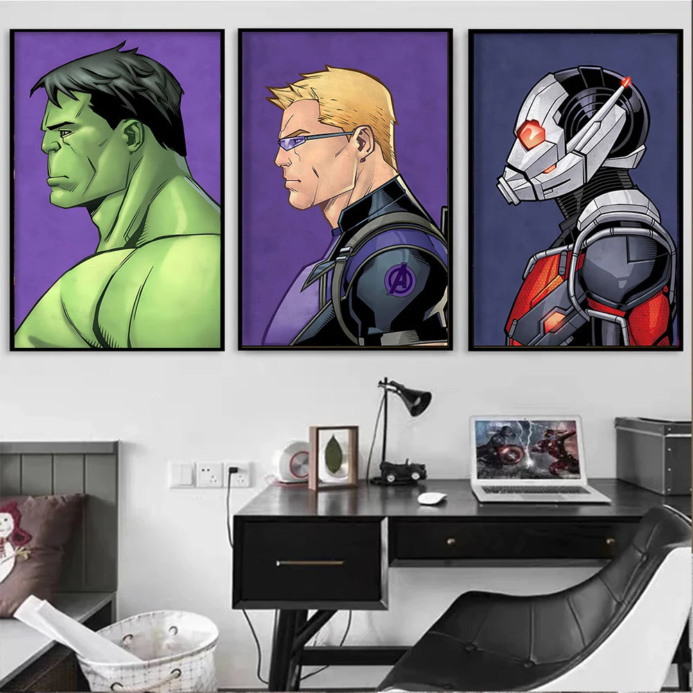 Marvel Movies Superheroes Wall Art Poster SpiderMan Lron Man Cartoon Canvas Painting Print Kids Room Home Decor Mural