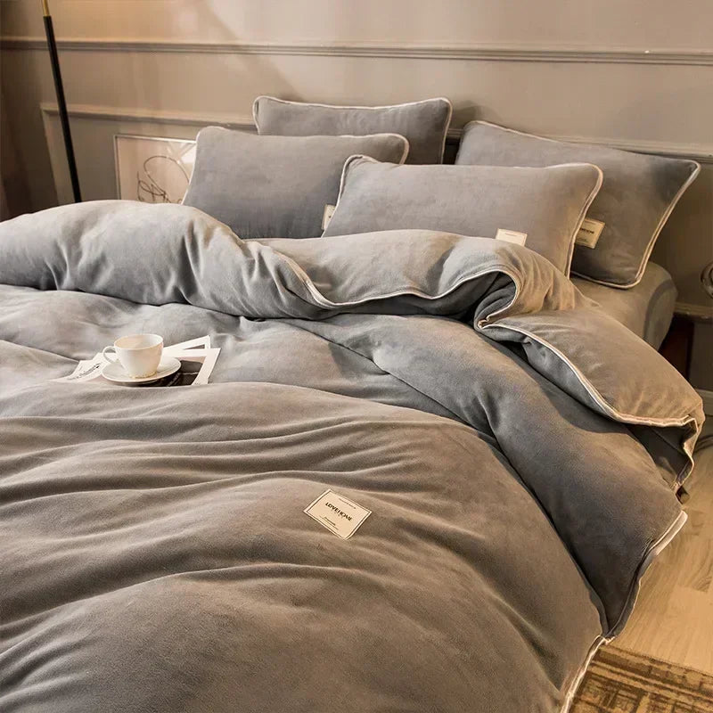 Winter New Coral Velvet Warm Quilt  Cover Soft Plush Quilt Cover Flannel Duvet Cover Bedding Home housse de couette 이불커버