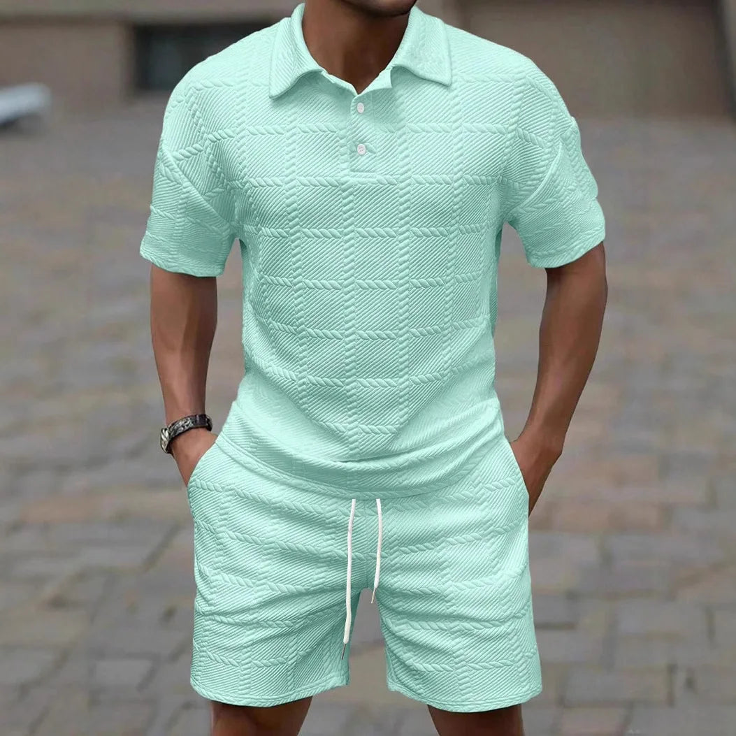 2025 Summer new fashion trend solid color comfortable fashion lightweight casual men's  short-sleeved  suit suit for men