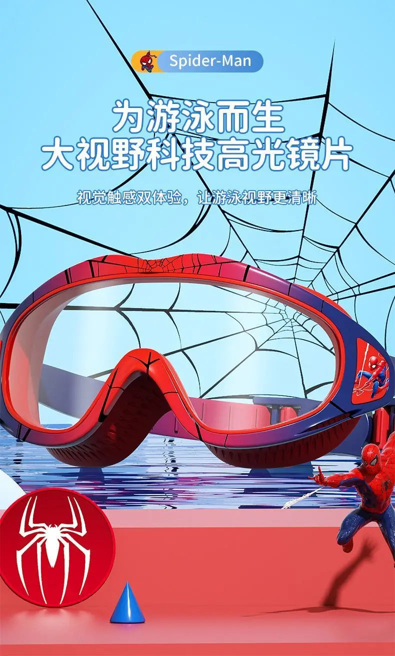 Marvel's new Spiderman boy new creative cartoon anime peripherals HD anti-fog waterproof swimming professional diving glasses