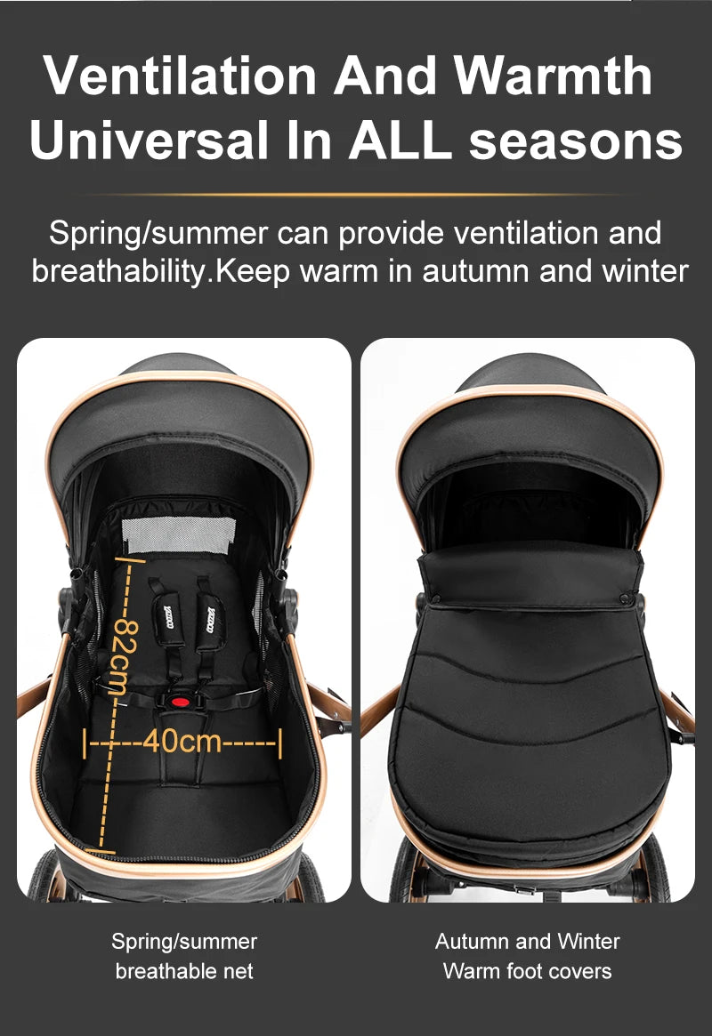 Poussette bébé 3-en-1 compacte, siège auto pour bébé, système de voyage portable pour bébé, poussette légère, poussette bidirectionnelle