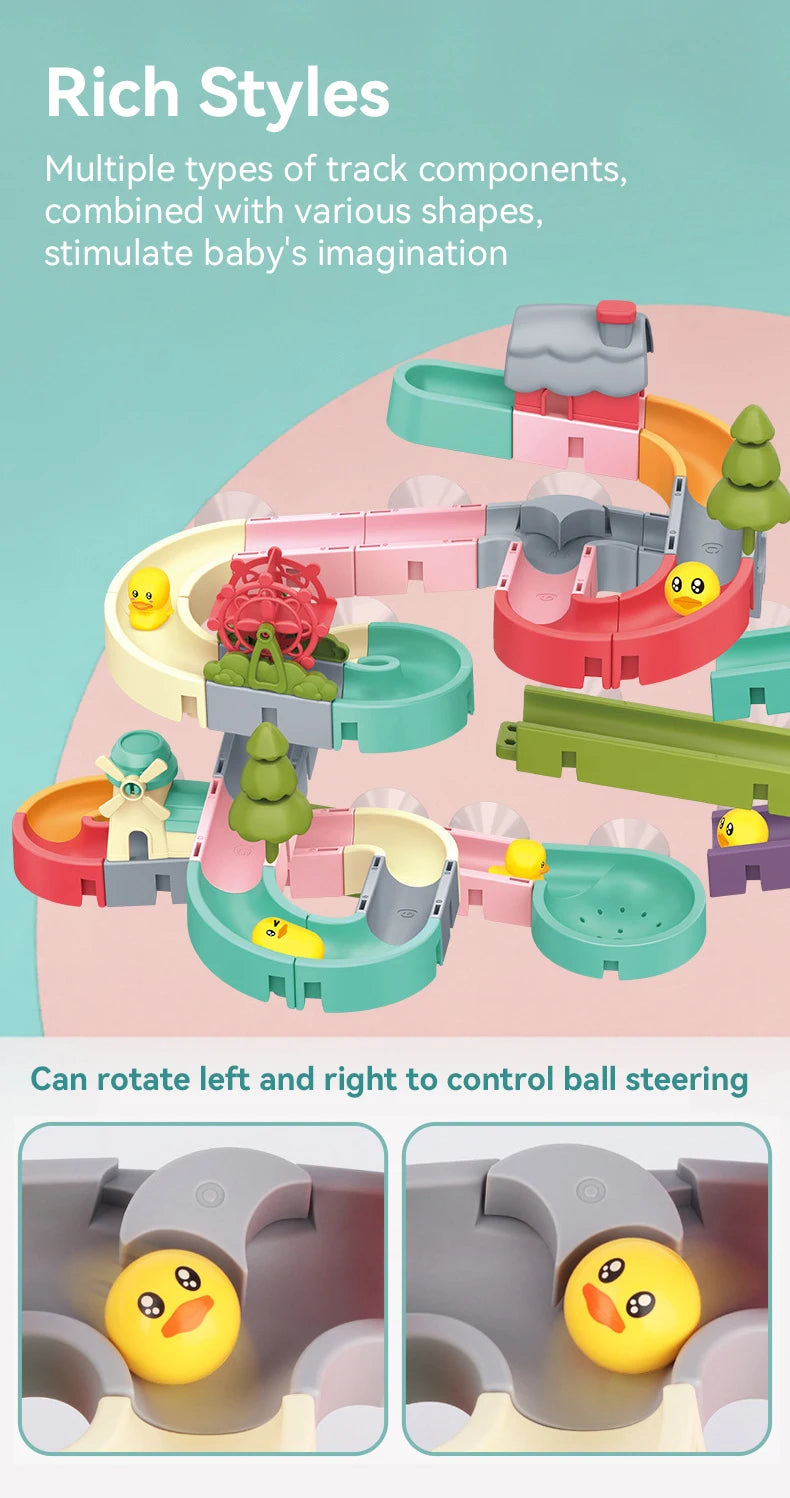 Baby Bath Toys DIY Assembling Track Bathroom Bathtub Kids Slide Paradise Play Water Toy Set Duck Slide Toy For Children Toddler