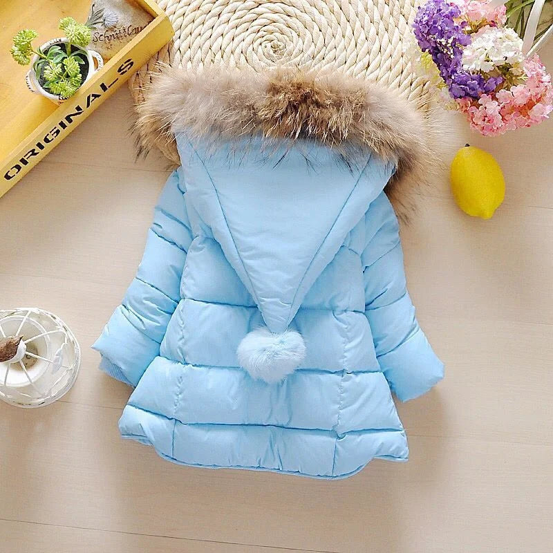 Baby Girl Boy Warm Outerwear 2023 Winter New Children Down Jacket Big Fur Collar Coat Kids Clothes Solid Thicken Girl Boy Jacket