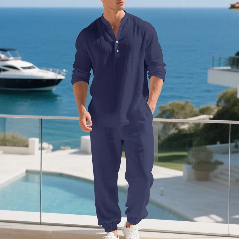 Ensemble en lin lâche américaine Automne