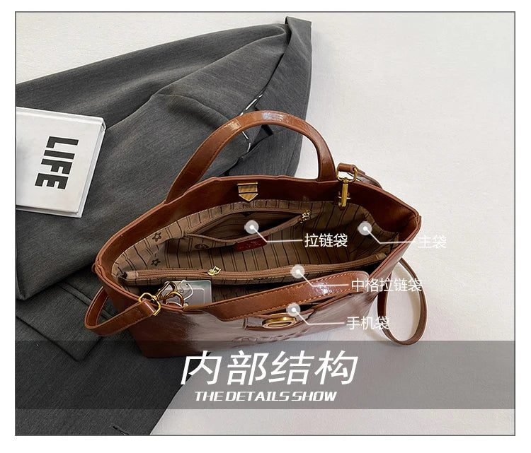 Women's Fashion Leather Crossbody Bag Shoulder Bag Handbag Combo Luxury Brand Classic Elegant Designer Style