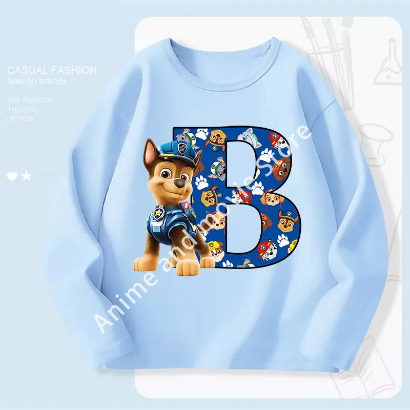 Paws Patrols Chases Child Long Sleeve Boys T-shirt Children Casual Clothing Cartoon Cute Printed Sweatshirt Anime New Kids Gifts
