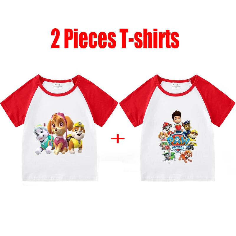 Children's PAW Patrol T-Shirt Kids Clothes Boys Girls Summer Cartoon Tops Short Sleeve Clothes 100% Cotton Baby Clothing