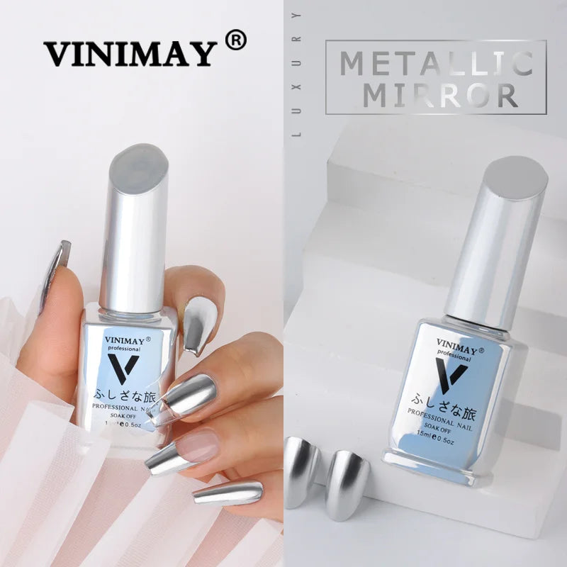 Vernis à ongles argent miroir métallique
