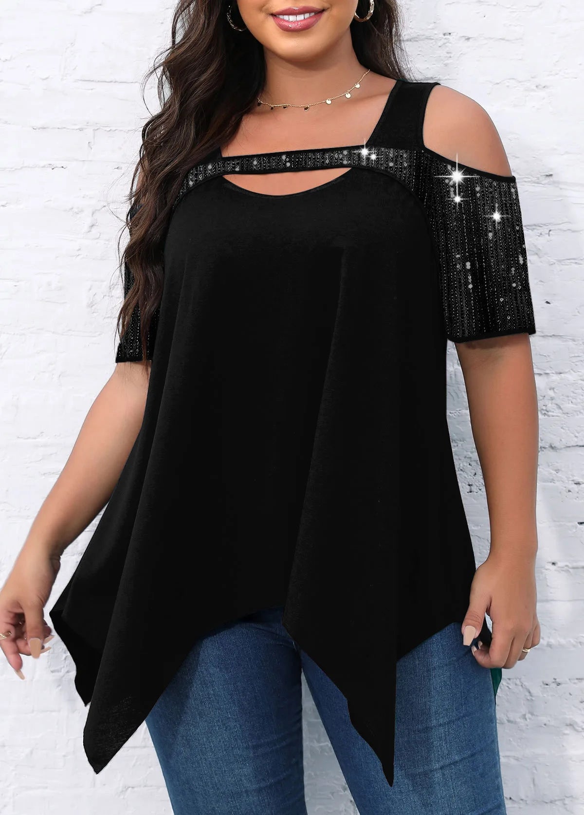 Fashion Women Sexy Shirts Vintage Summer Big Large Beads Hole Ruffles Tees Blouse Top Loose Casual Short Sleeve Tops S-6XL