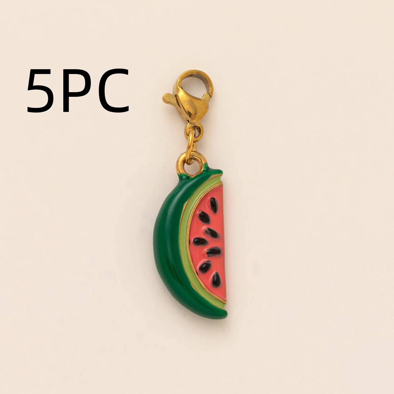 Wholesale 5pcs/lot 18K gold-plated DIY enamel stainless steel pendant, colorful fruit and food handmade jewelry accessories