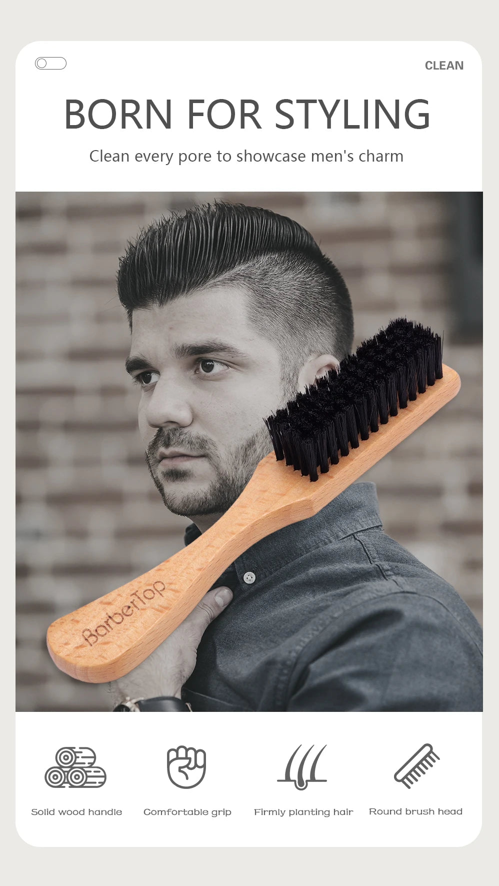 Brosse en bois Cou doux Visage Brosse à cheveux