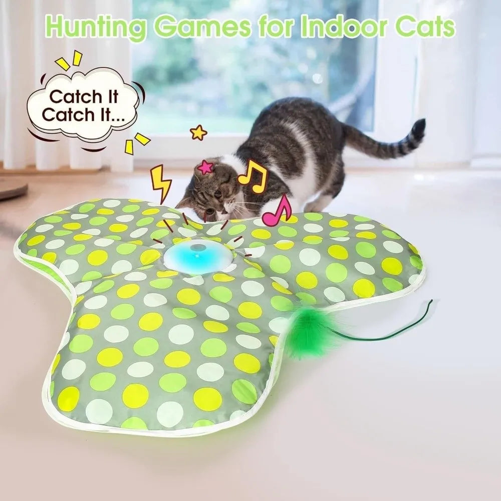 Smart Hide and Seek Cat Toy Electric Thermal Sensing Cat Catch Cover Real Mouse Squeaky Touch Activated Feather Teaser Wand