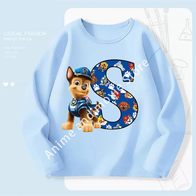 Paws Patrols Chases Child Long Sleeve Boys T-shirt Children Casual Clothing Cartoon Cute Printed Sweatshirt Anime New Kids Gifts