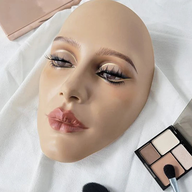 Maquillage Plein visage Pratique Modèle 5D Silicone Bionique Peau Mannequin Œil sourcil Cils Ombre à paupières pour débutant Maquilleur