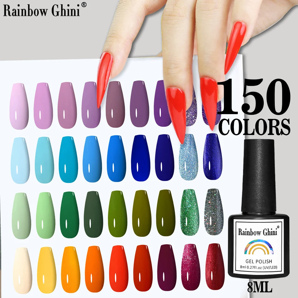 Gel Vernis à ongles semis permanents Paillettes 8Ml 150 couleurs