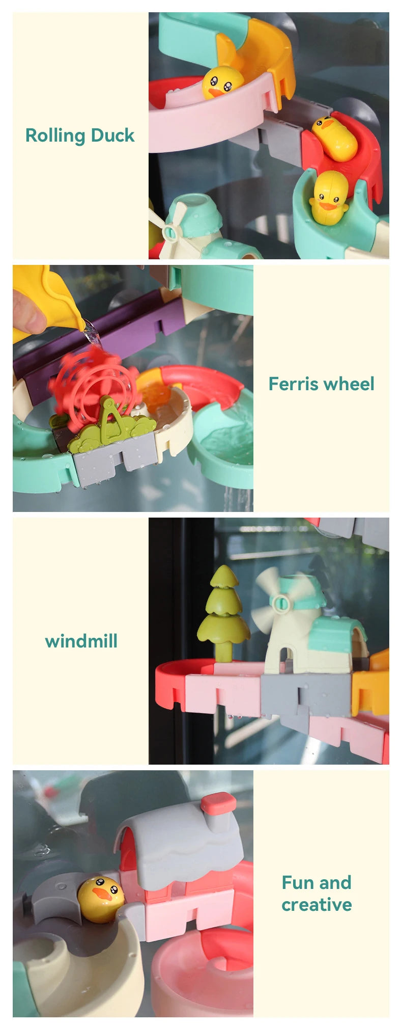 Baby Bath Toys DIY Assembling Track Bathroom Bathtub Kids Slide Paradise Play Water Toy Set Duck Slide Toy For Children Toddler