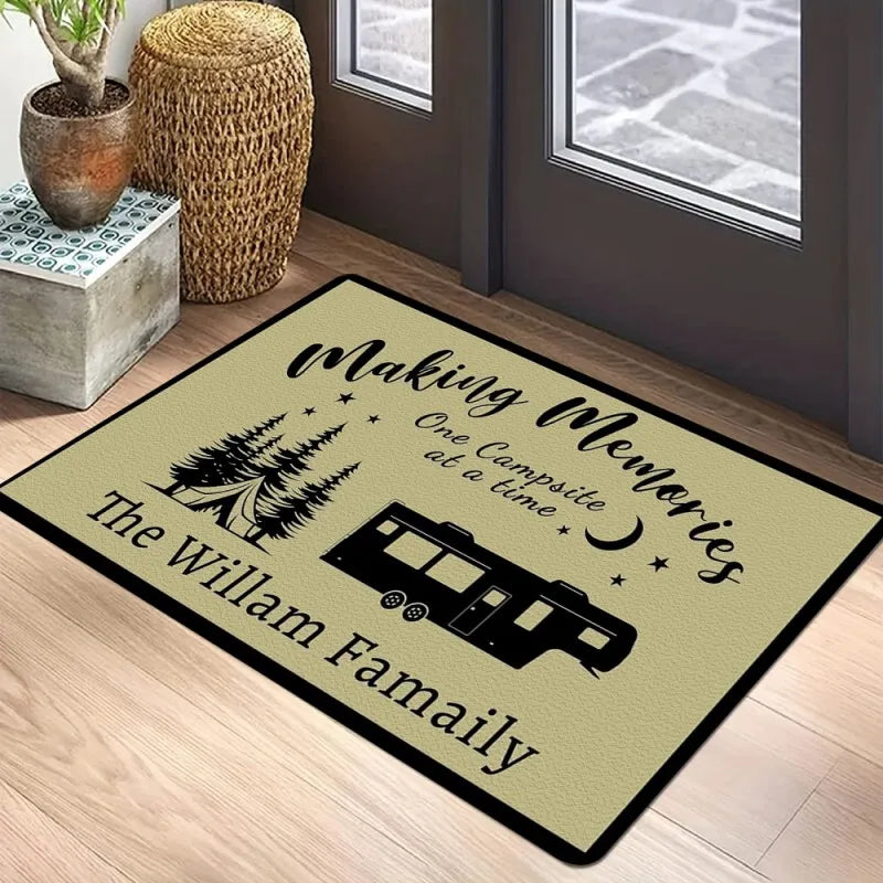 Playful Camper Car Printed Floor Mat for Living Room and Bedroom Anti-Slip Carpet Cozy Welcome Rug Home Decor Festivals Gifts