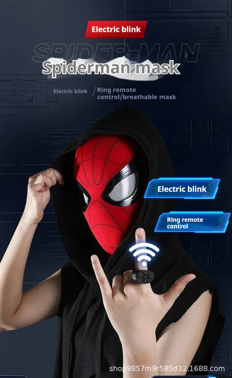 Marvel Mascara Miles Spiderman Headgear Cosplay Moving Eyes Electronic Mask Spider Man 1:1 Remote Control Toys For Adults Gift