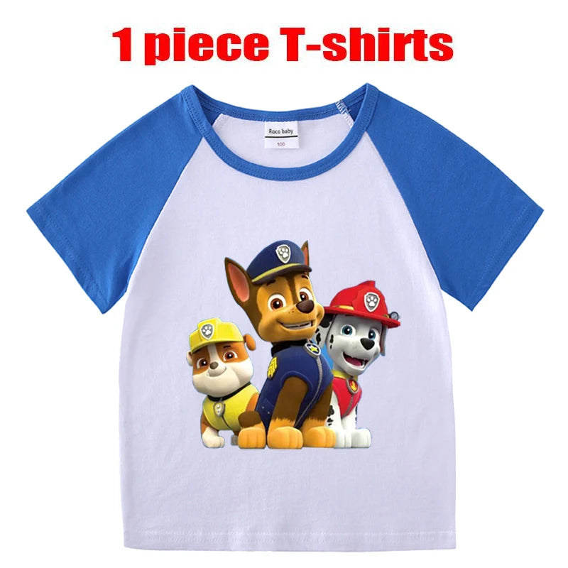 Children's PAW Patrol T-Shirt Kids Clothes Boys Girls Summer Cartoon Tops Short Sleeve Clothes 100% Cotton Baby Clothing
