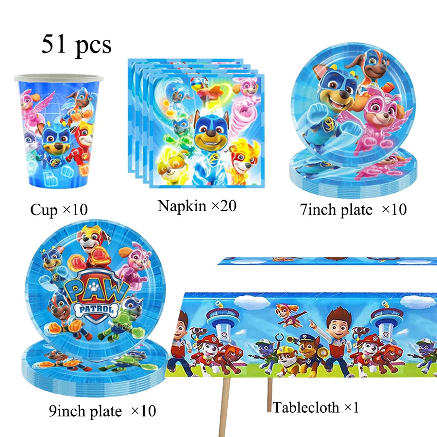 PAW Patrol Birthday Decoration Supplies Party Favor Water cups plates tableware Knife fork and spoon Party tableware and supplie