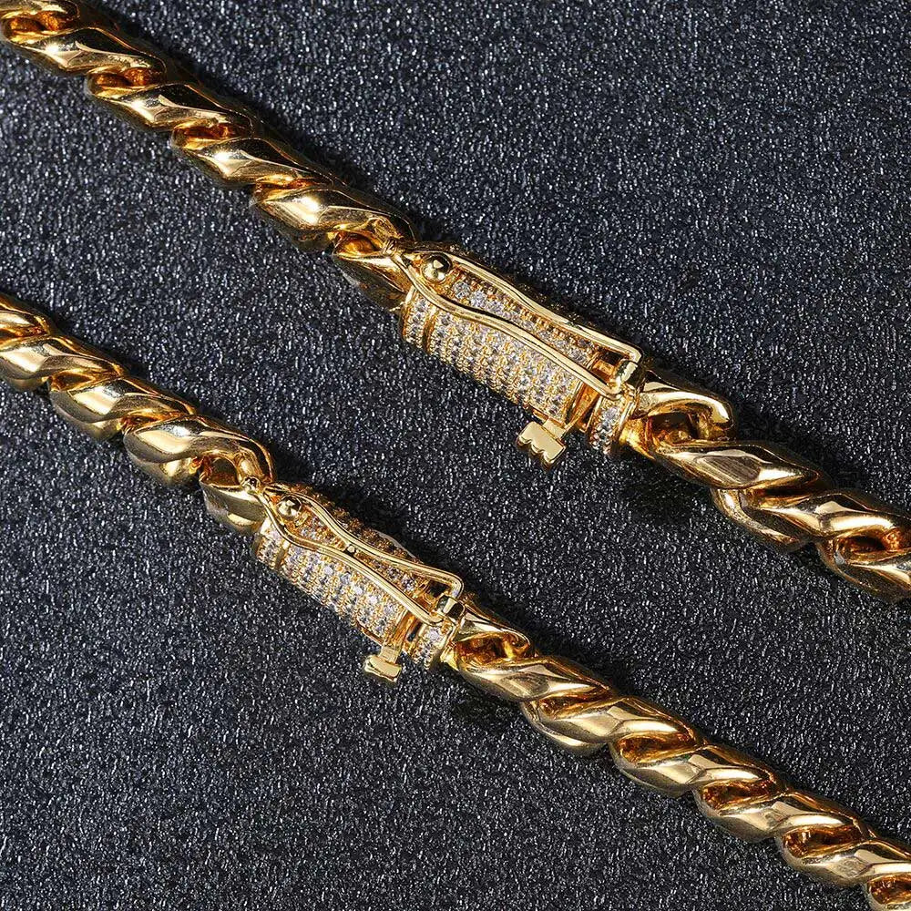 6-16mm Iced Clasp Cuban Link Chain Miami Stainless Steel Necklace Hip Hop Jewelry Gift for Men Women