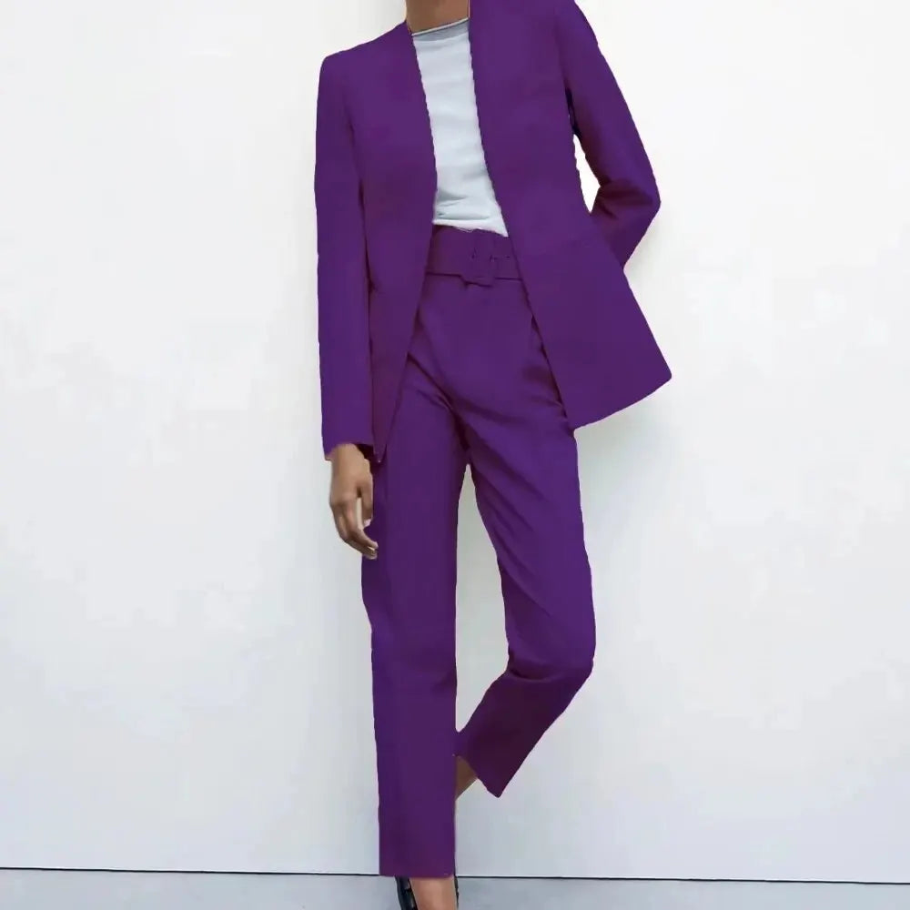 Ensemble 2 pièces pantalon taille haute et veste de bureau