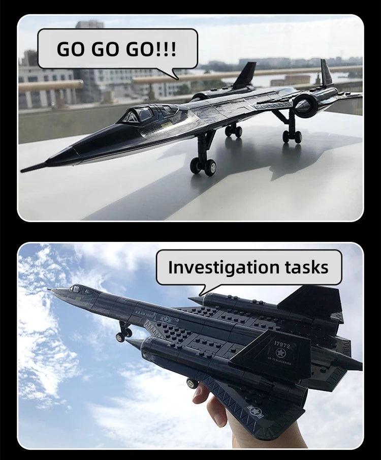 183pcs SR-71 Blackbird US Air Force Reconnaissance AirplaneModel Fighter Assembling Building Block Toy Children Block Toys Gift