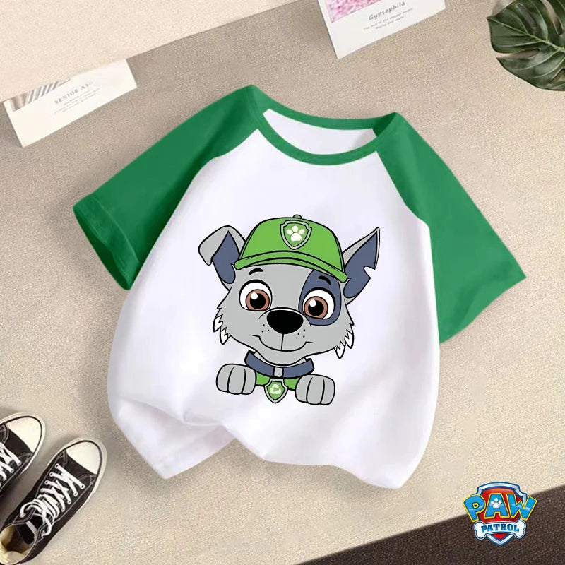 PAW Patrol T-shirt Children Clothing Chase Skye Cartoon Anime Short Sleeve Boy Girl Kawaii Fashion Tee Cute Kid Home Clothes Top