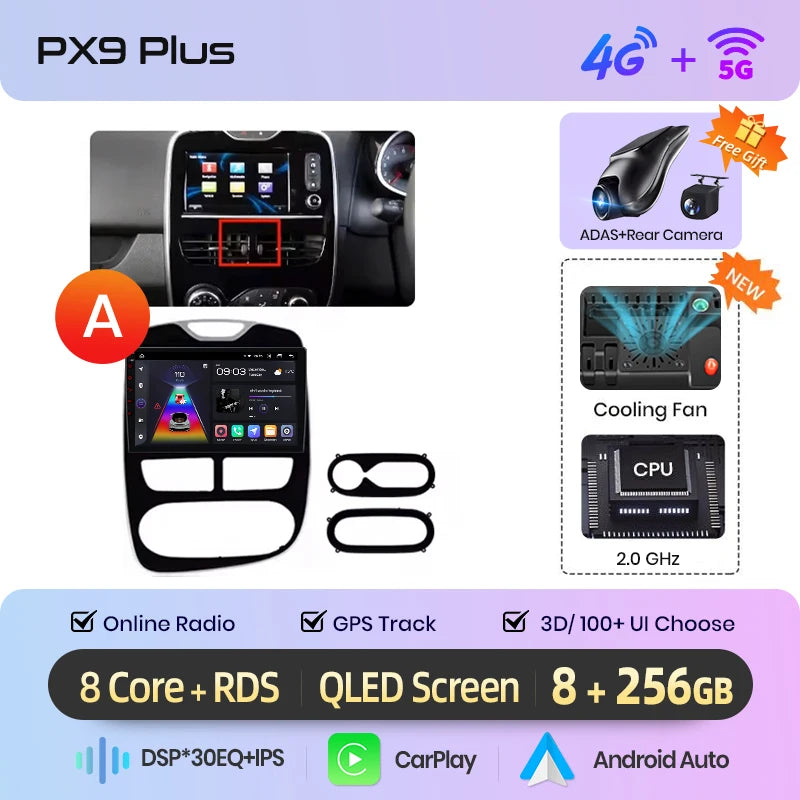 AWESAFE CarPlay اللاسلكي لنظام Apple Android 13 راديو السيارة لسيارة Renault Clio 4 2012 2013 2014-2016 شاشة الوسائط المتعددة ستيريو نظام تحديد المواقع العالمي (GPS)