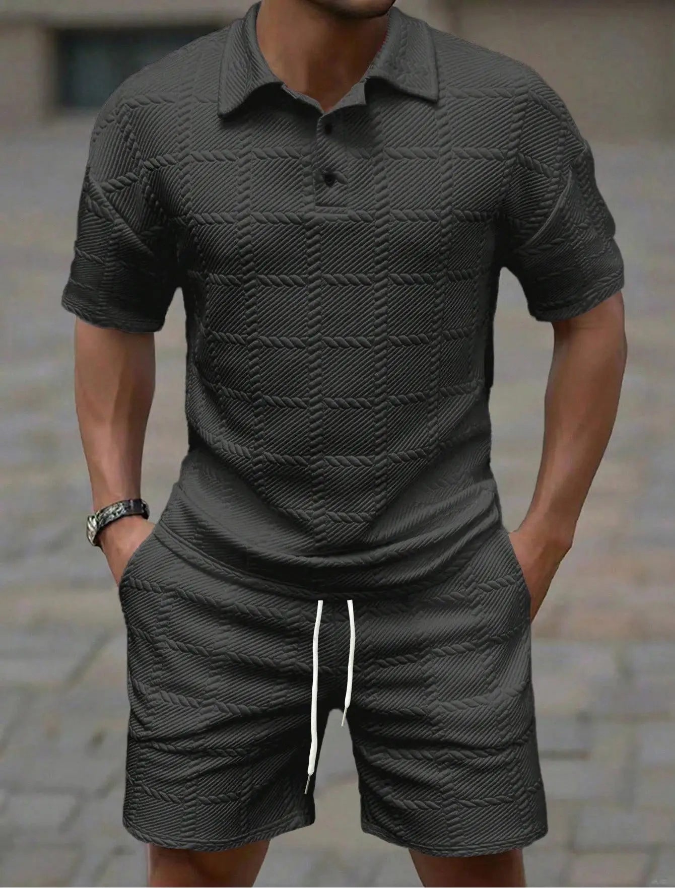 2025 Summer new fashion trend solid color comfortable fashion lightweight casual men's  short-sleeved  suit suit for men