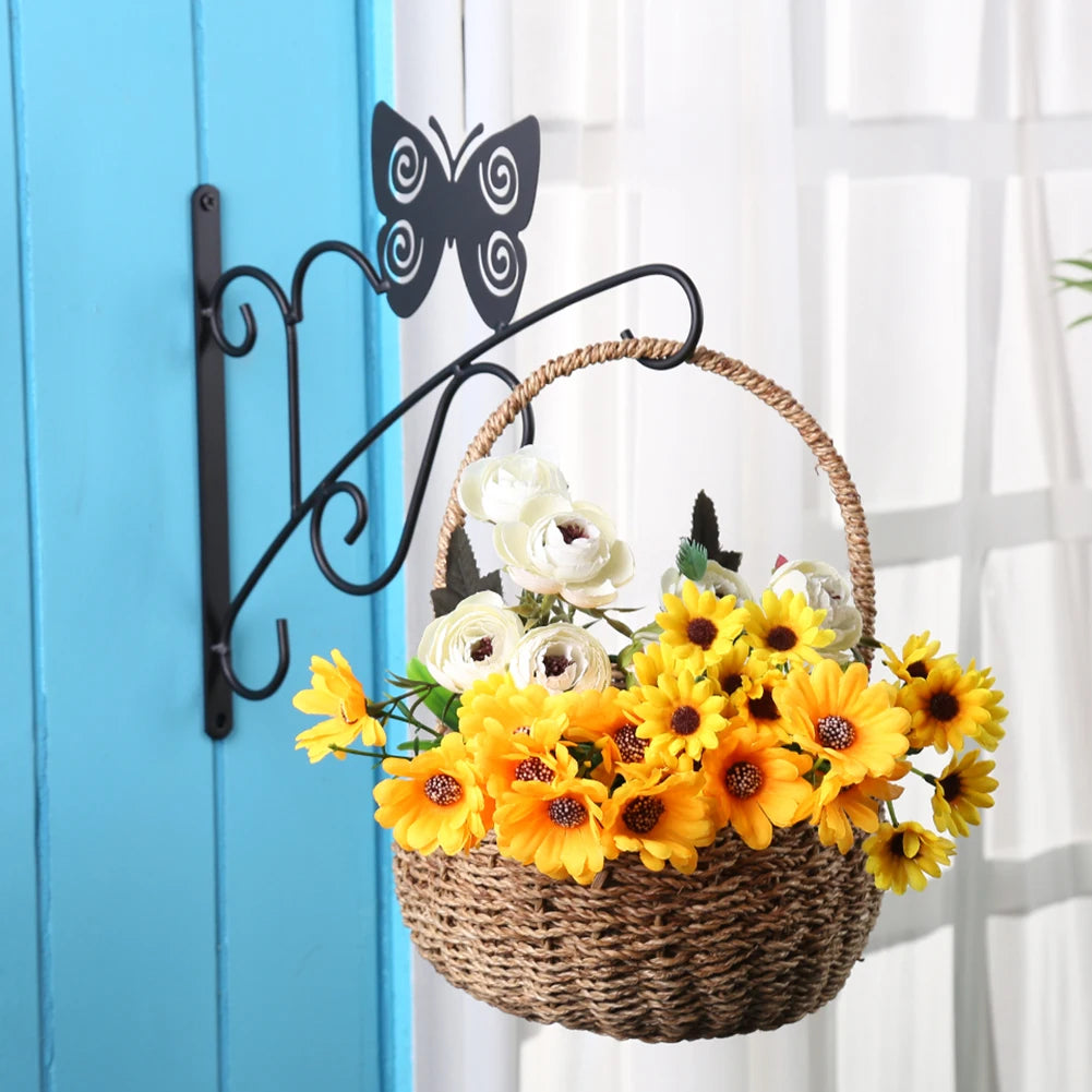 11.8inch Hanging Plant Bracket Iron Decorative Wall Hanger Hooks Black Iron Plant Hanger Bracket for Flower Baskets Wind Chimes