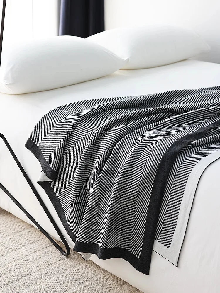 Nordic Ins Style Knitted Blanket Casual Sofa Cover Blanket Plane Office Nap Camping Leisure Soft Shawl Blanket Small Bed Cover