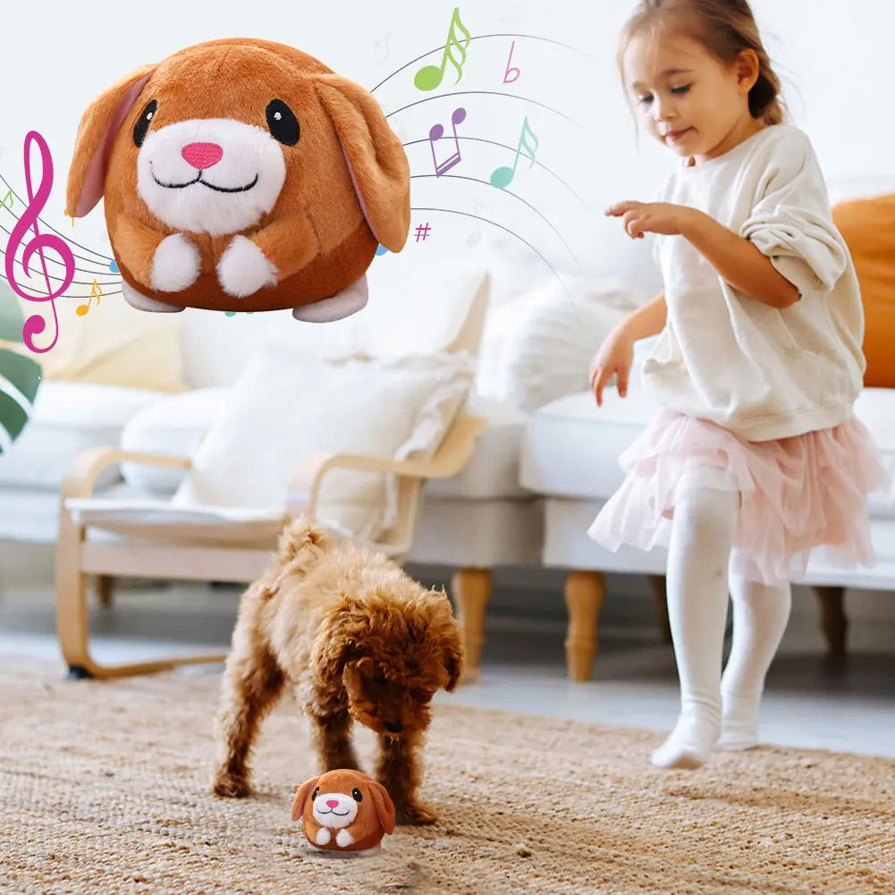 USB Rechargeable Electronic Pet Dog Toy Ball Pet Toy Singing Talking Interactive Ball Dog Plush Bouncing Jump Ball for Gift