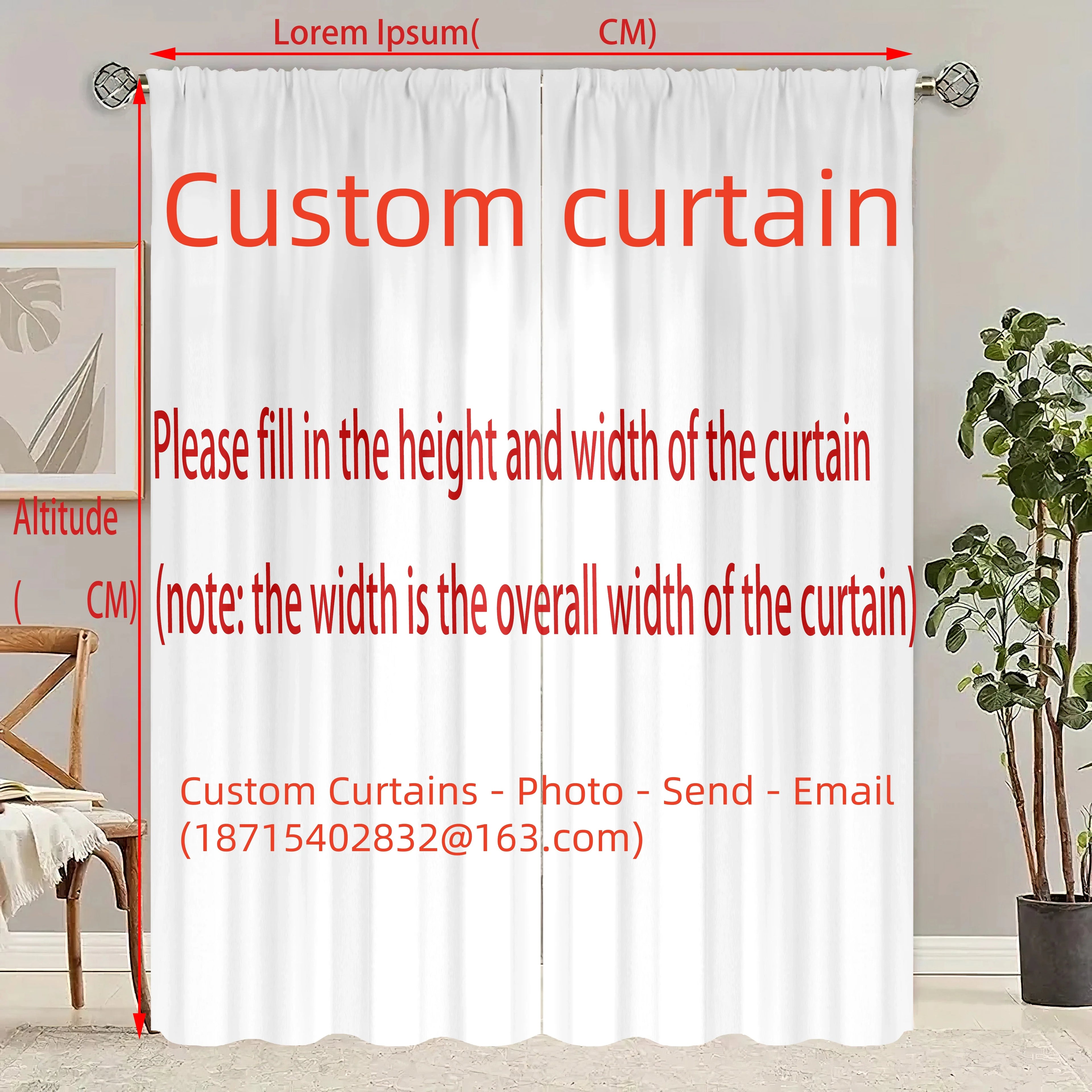 2pcs Red false background printed curtains, pole bag curtains 30*65, bedroom and living room, room decoration, home decoration