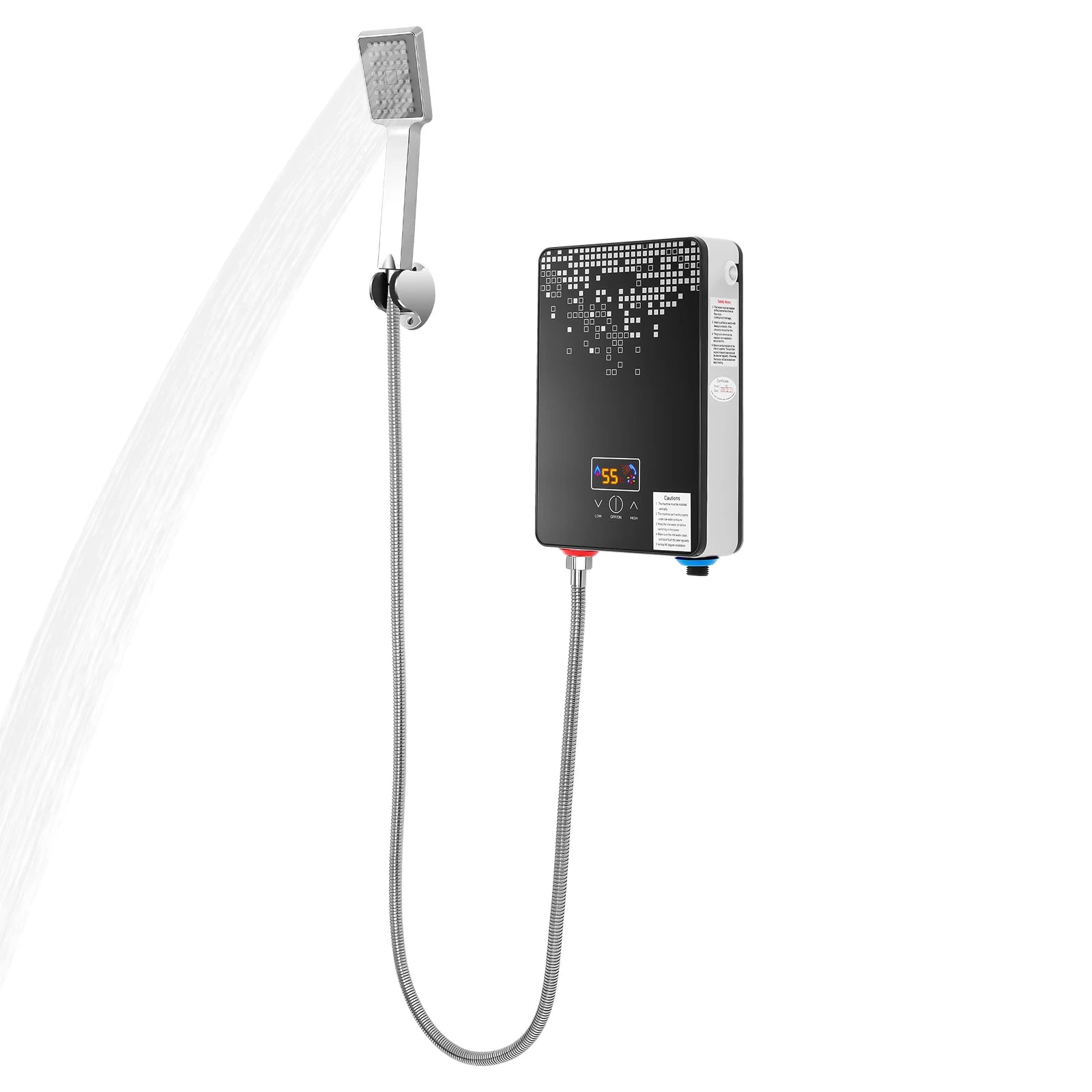 6500W Instant Electric Water Heater LED Touch Screen 86-131°F 3-second Heating 220V Tankless Water Heater with Shower Kit