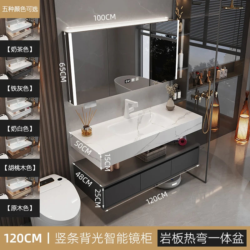 Armoire de salle de bain légère en bois massif, toilettes de rangement Vintage, vanité de salle de bain, miroirs de maquillage, meubles Para Banheiro